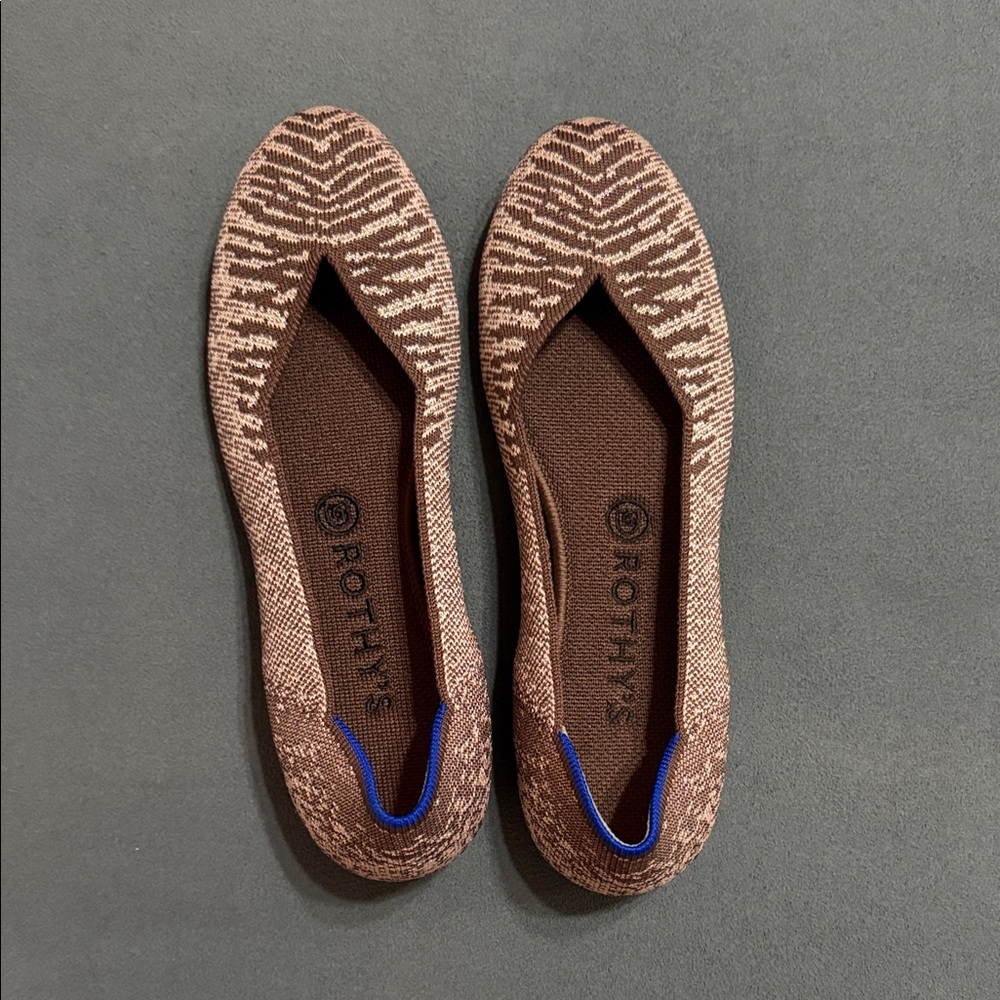 NWOB Rothy's Zebra Pattern Brown sparkly flats size 8.5